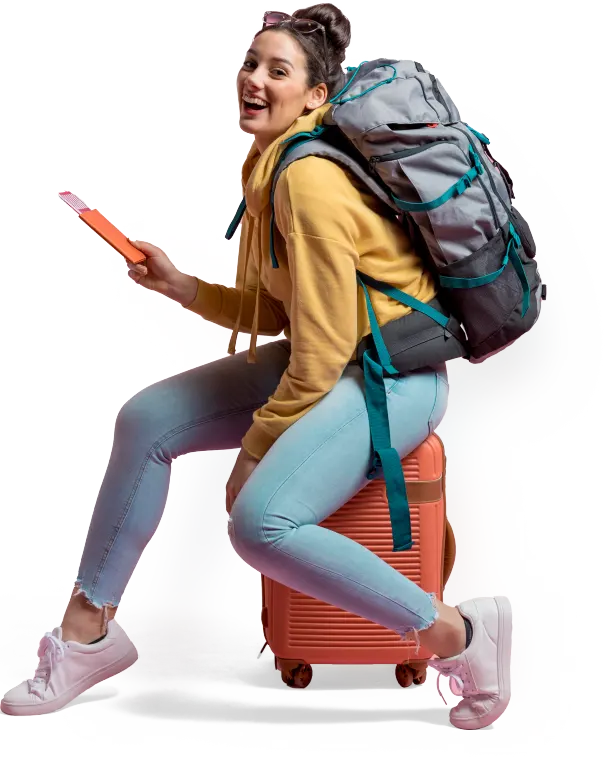 a beautifull
          girl ready for treveling, this is very happy